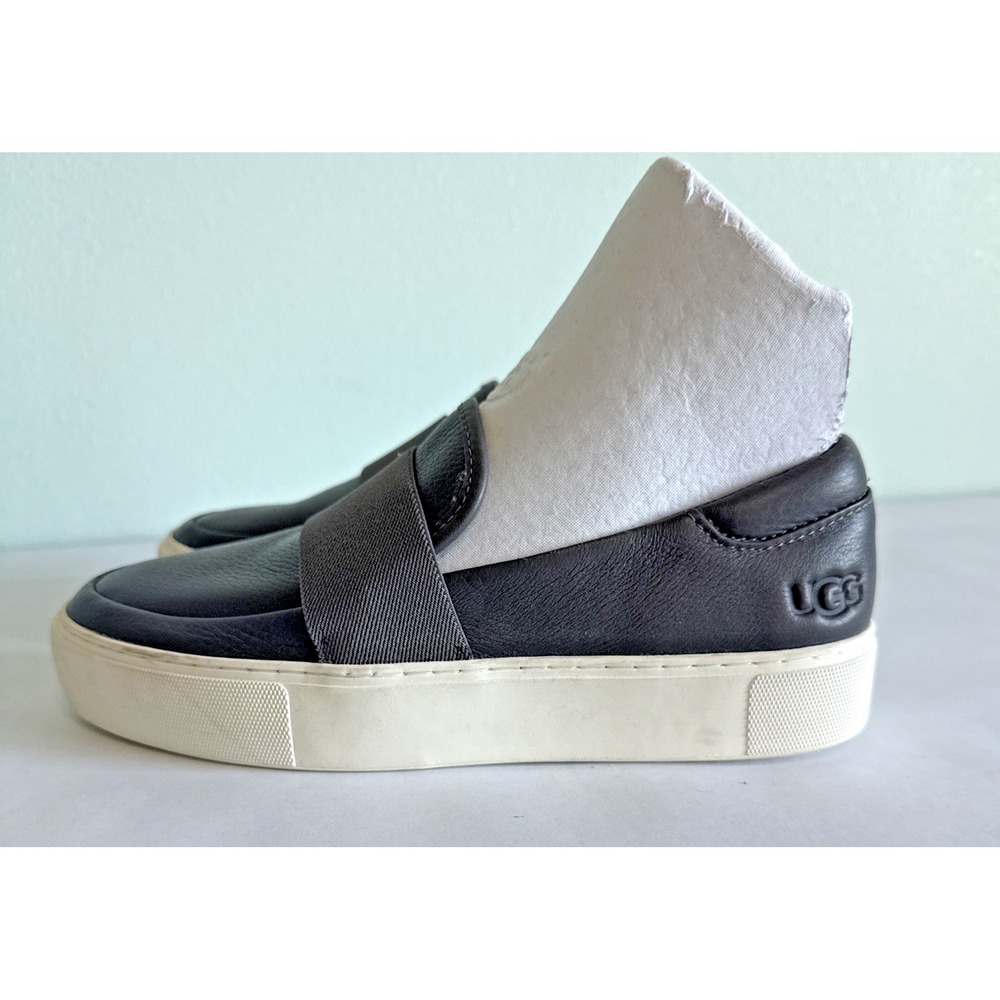 UGG Chayze Womens 7 Gray Leather Slip On Sneaker Casual Platform Loafer Shoes